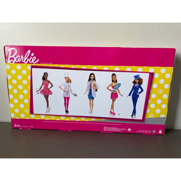 Mattel Barbie Career Fashion Doll Set of 5 NEW Pilot Vet Chef Ice Skater Tennis - Picture 4 of 4